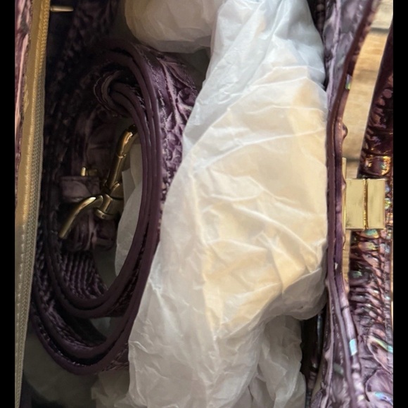 Brahmin Iridescent Purple Crocodile-Embossed Shoulder Bag FiRM - Picture 14 of 16